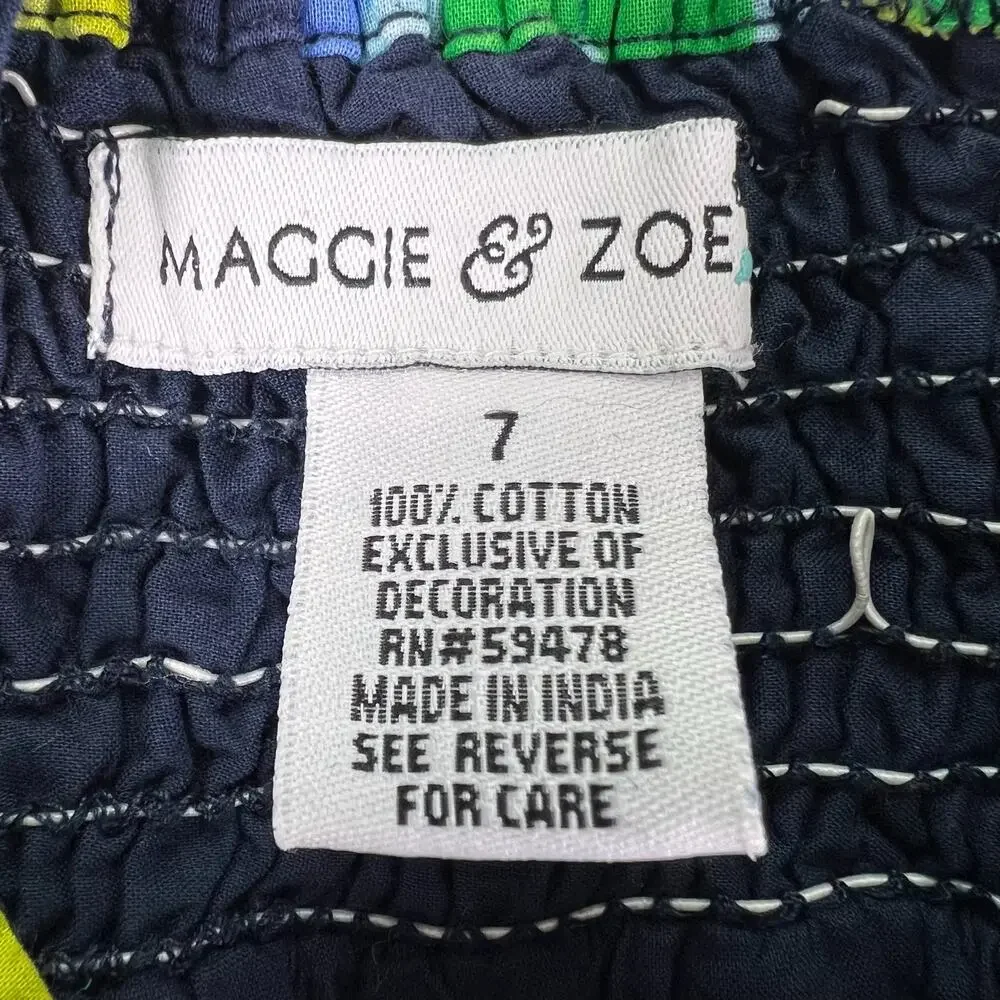 Maggie & Zoe Girls Floral Tiered Sundress Sz 7 Smocked Cotton Easter Midi Ruffle